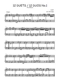 12 Duos N°1 Allegro, arrangé pour piano - W.A. Mozart